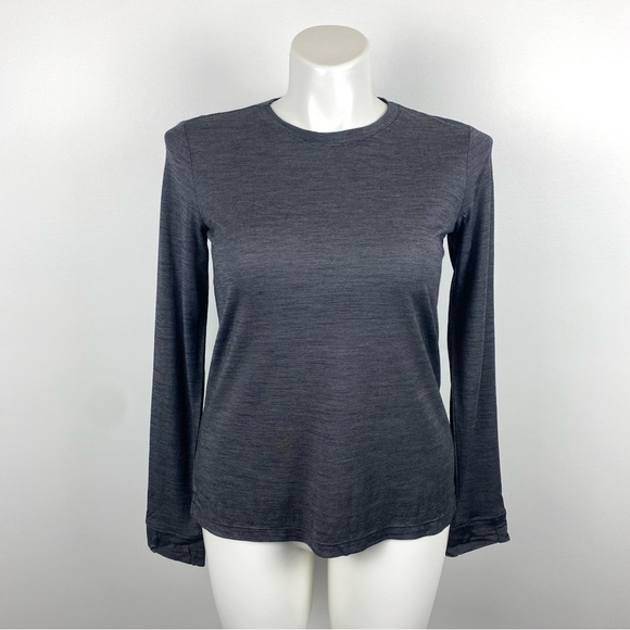 Bombas Tops - BOMBAS Dark Gray Long Sleeve Top Thumb Holes Merino Wool Blend Medium